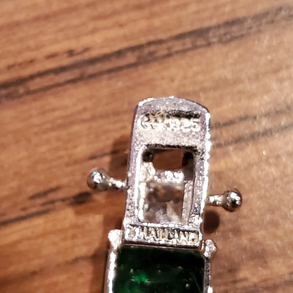 925 Sterling Silver Thailand Bracelet Green Gems - Picture 8 of 8